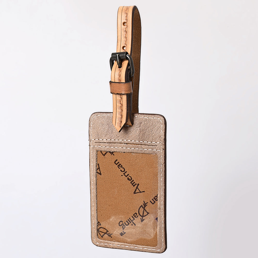 ADBG1462 American Darling Western Leather Hand-Tooled Card Holder with Strap - Genuine Leather Travel ID Tag