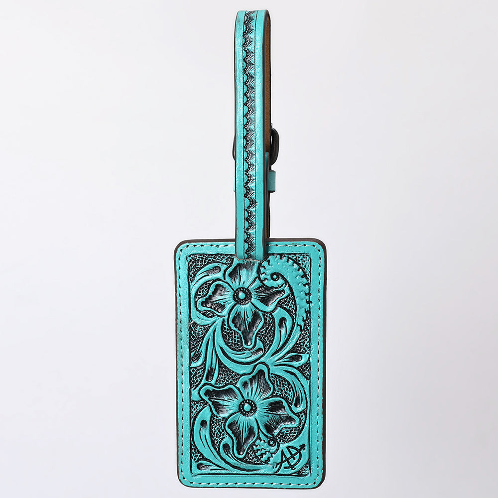 ADBG1462 American Darling Western Leather Hand-Tooled Card Holder with Strap - Genuine Leather Travel ID Tag