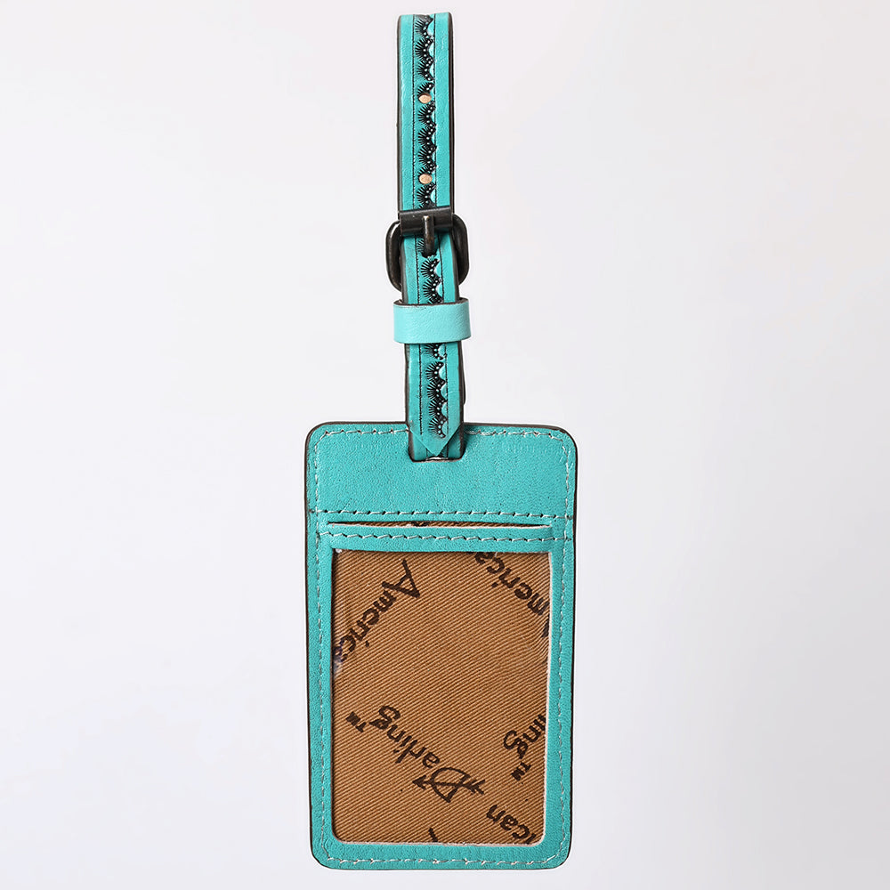 ADBG1462 American Darling Western Leather Hand-Tooled Card Holder with Strap - Genuine Leather Travel ID Tag