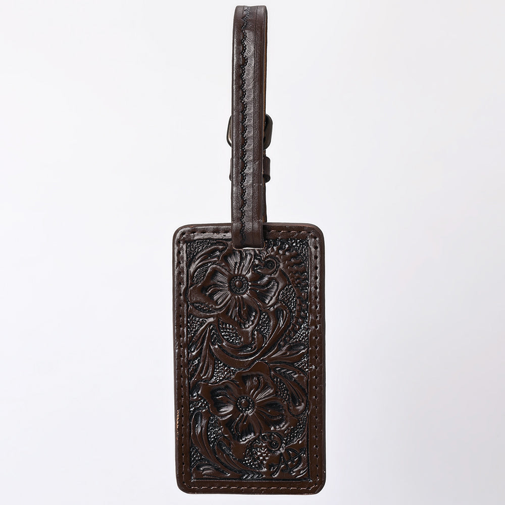 ADBG1462 American Darling Western Leather Hand-Tooled Card Holder with Strap - Genuine Leather Travel ID Tag