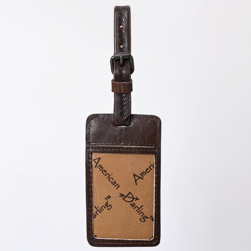 ADBG1462 American Darling Western Leather Hand-Tooled Card Holder with Strap - Genuine Leather Travel ID Tag