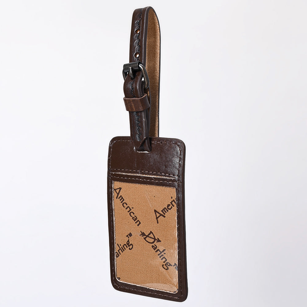 ADBG1462 American Darling Western Leather Hand-Tooled Card Holder with Strap - Genuine Leather Travel ID Tag