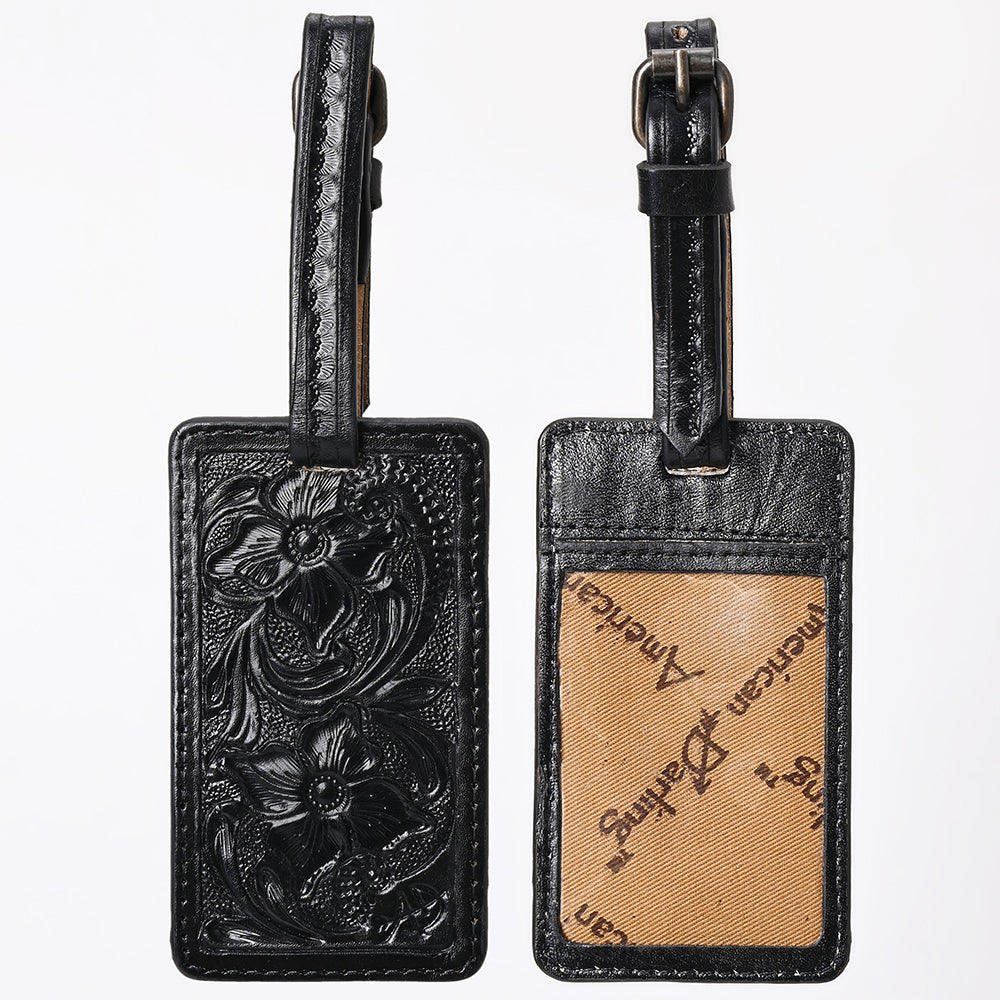 ADBG1462 American Darling Western Leather Hand-Tooled Card Holder with Strap - Genuine Leather Travel ID Tag