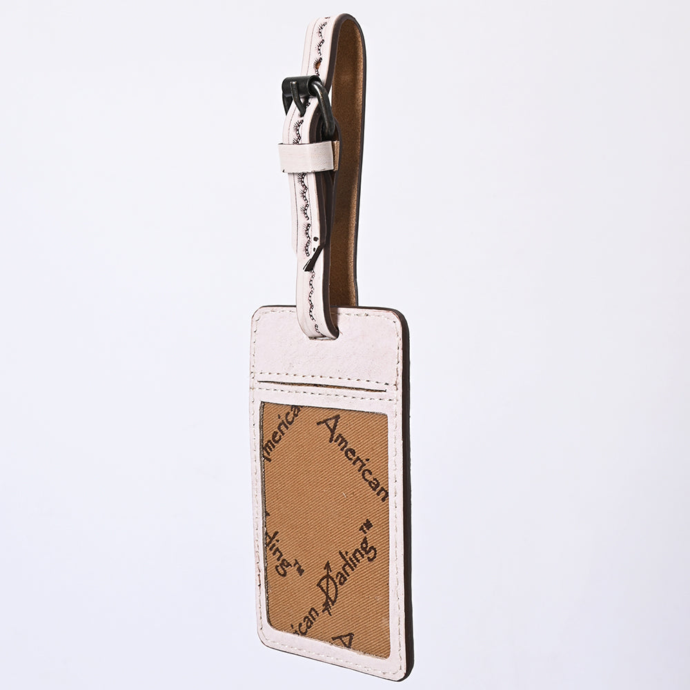 ADBG1462 American Darling Western Leather Hand-Tooled Card Holder with Strap - Genuine Leather Travel ID Tag