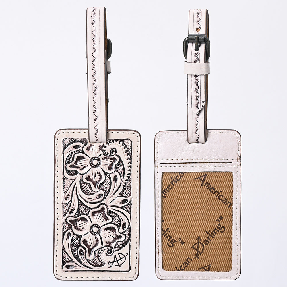 ADBG1462 American Darling Western Leather Hand-Tooled Card Holder with Strap - Genuine Leather Travel ID Tag