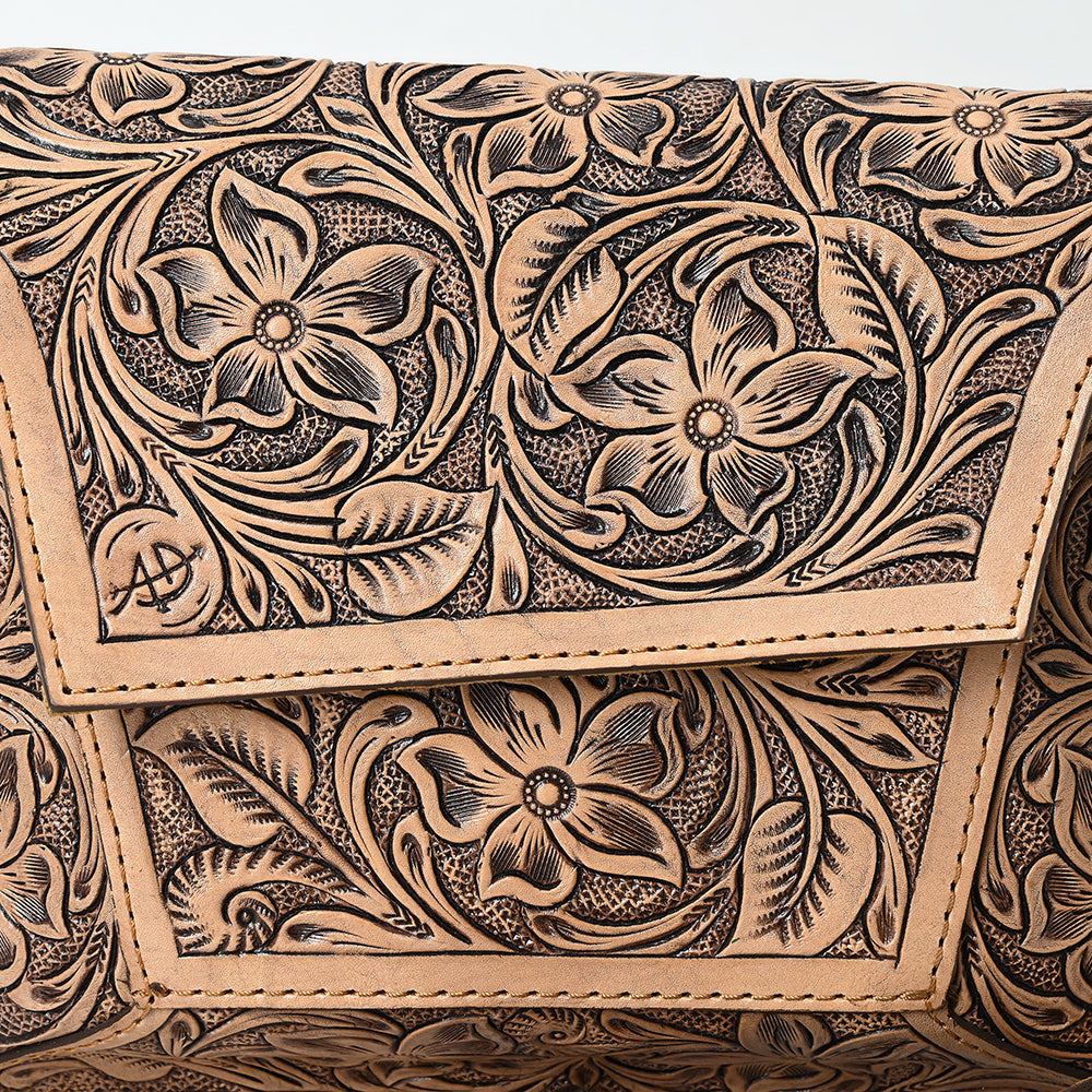 ADBG1469 American Darling Hand-Tooled Western Leather Messenger Bag with Floral Carving and Genuine Leather Craftsmanship