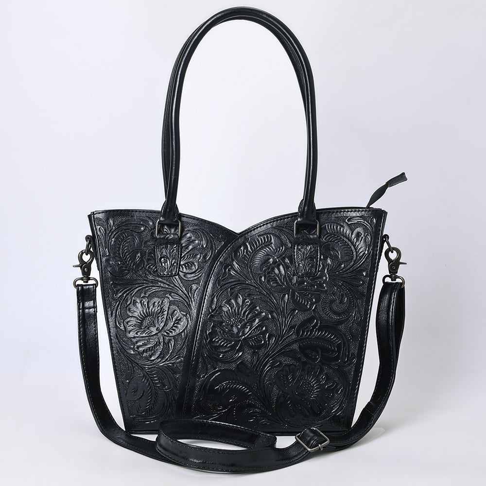 ADBG1473 American Darling Handcrafted Western Leather Tote Bag with Floral Tooled Detailing