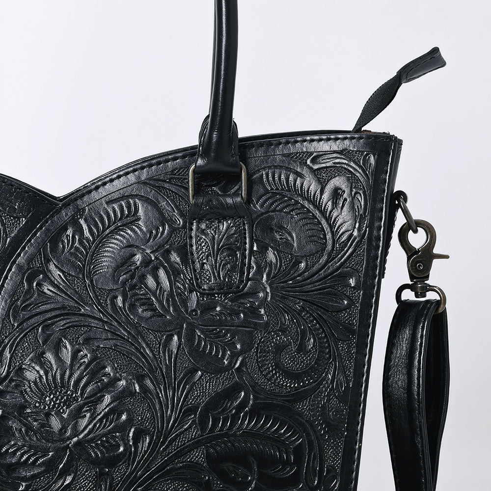 ADBG1473 American Darling Handcrafted Western Leather Tote Bag with Floral Tooled Detailing