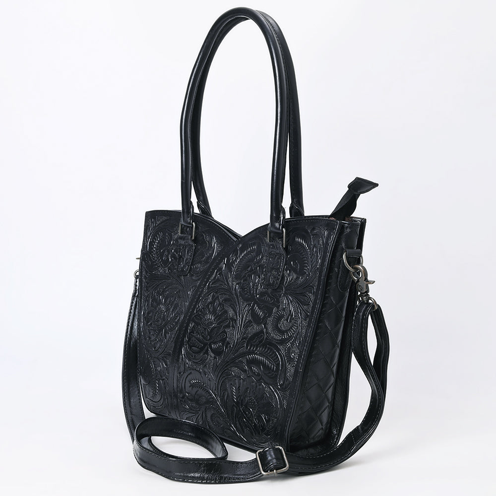 ADBG1473 American Darling Handcrafted Western Leather Tote Bag with Floral Tooled Detailing