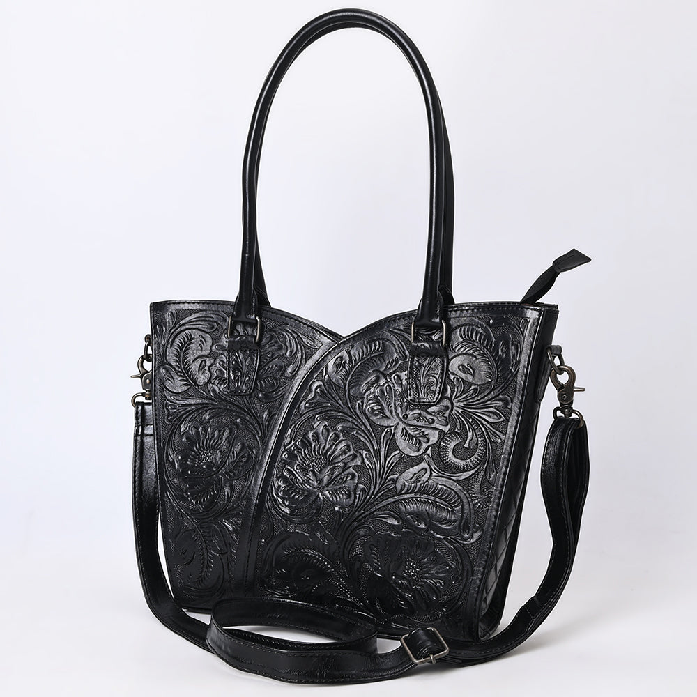 ADBG1473 American Darling Handcrafted Western Leather Tote Bag with Floral Tooled Detailing