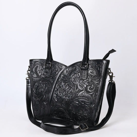 ADBG1473 American Darling Handcrafted Western Leather Tote Bag with Floral Tooled Detailing