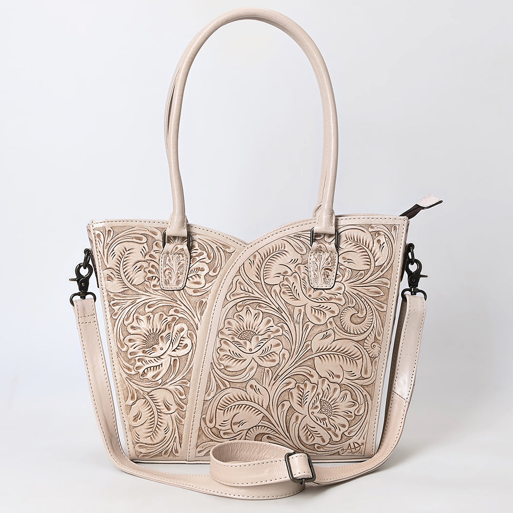 ADBG1473 American Darling Handcrafted Western Leather Tote Bag with Floral Tooled Detailing
