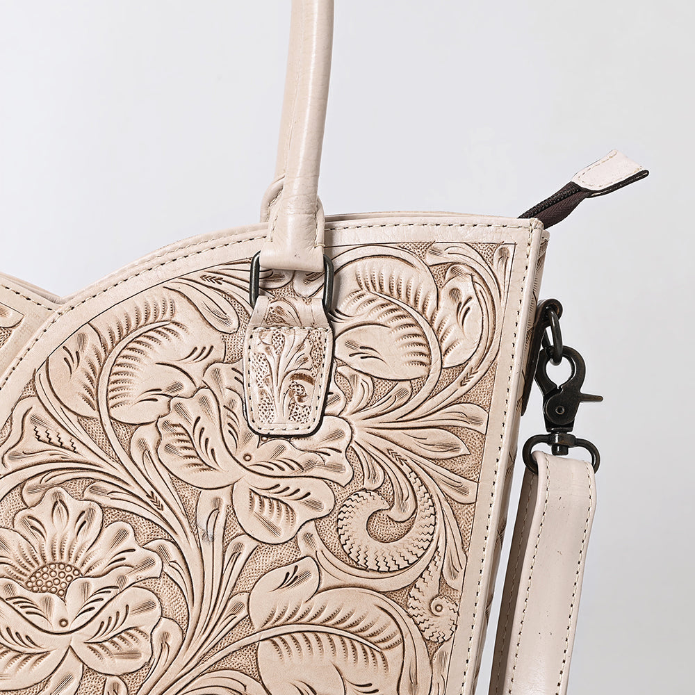 ADBG1473 American Darling Handcrafted Western Leather Tote Bag with Floral Tooled Detailing