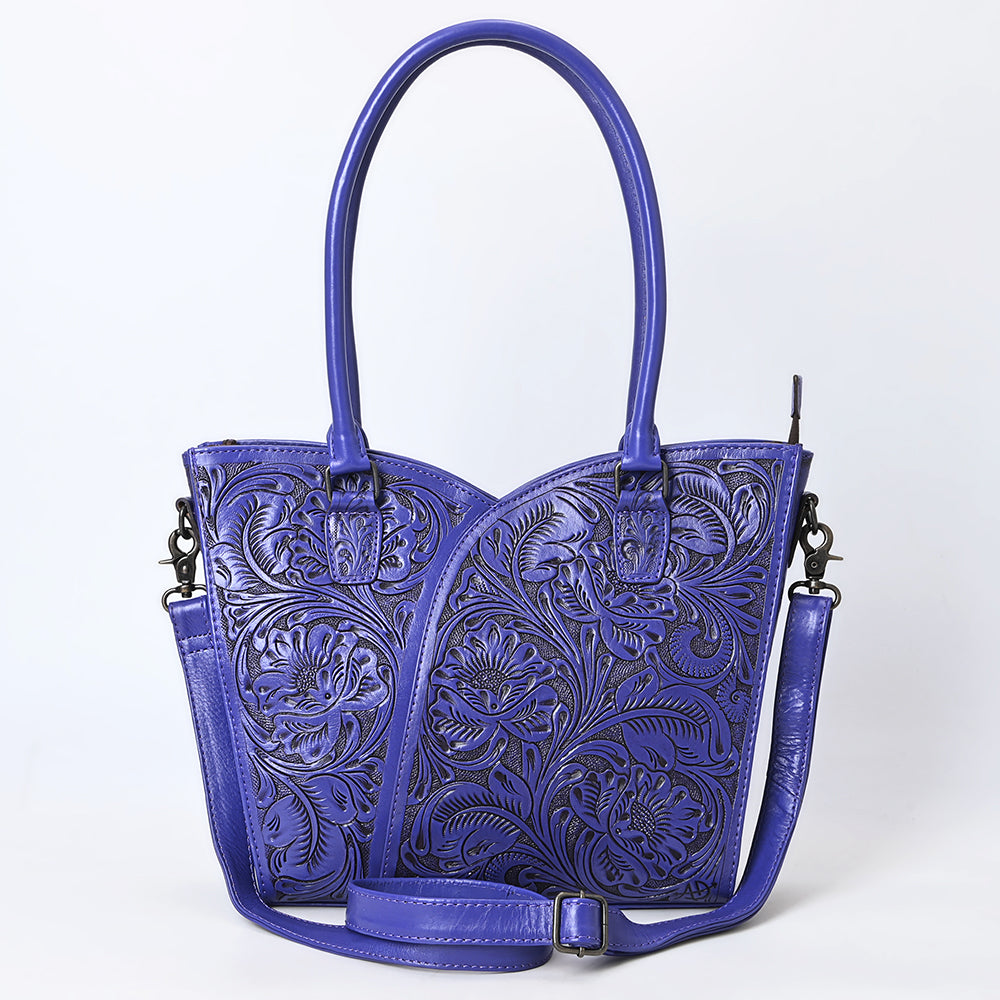 ADBG1473 American Darling Handcrafted Western Leather Tote Bag with Floral Tooled Detailing