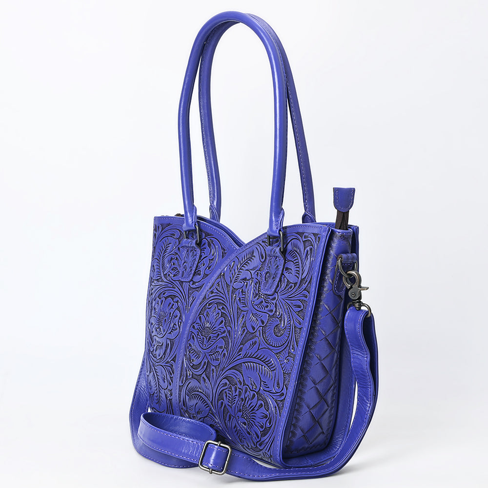 ADBG1473 American Darling Handcrafted Western Leather Tote Bag with Floral Tooled Detailing