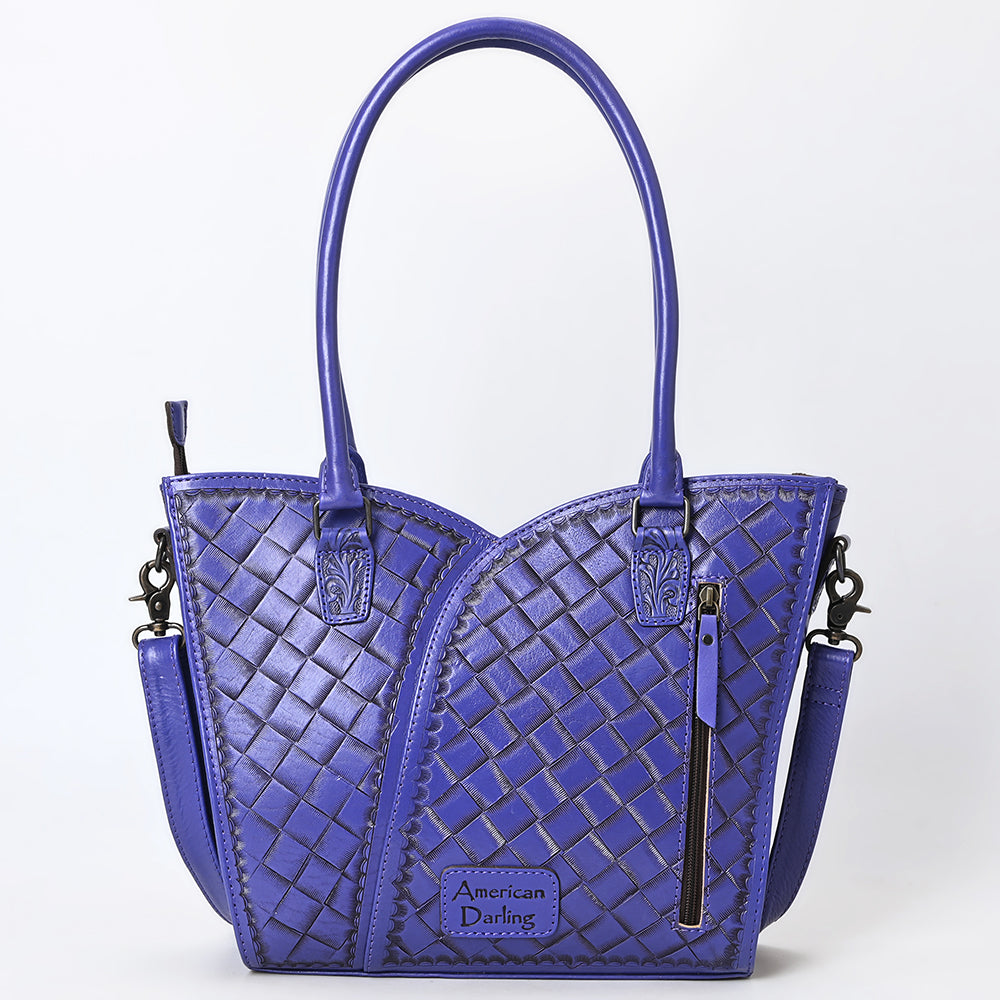ADBG1473 American Darling Handcrafted Western Leather Tote Bag with Floral Tooled Detailing