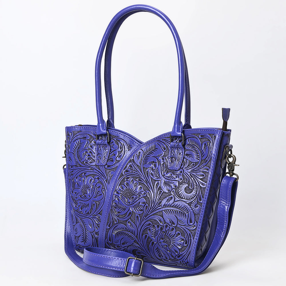 ADBG1473 American Darling Handcrafted Western Leather Tote Bag with Floral Tooled Detailing