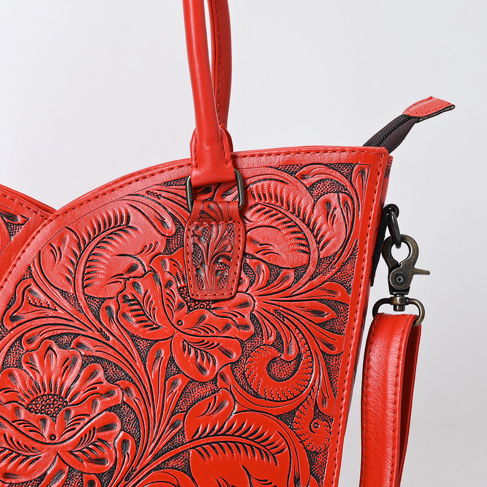 ADBG1473 American Darling Handcrafted Western Leather Tote Bag with Floral Tooled Detailing