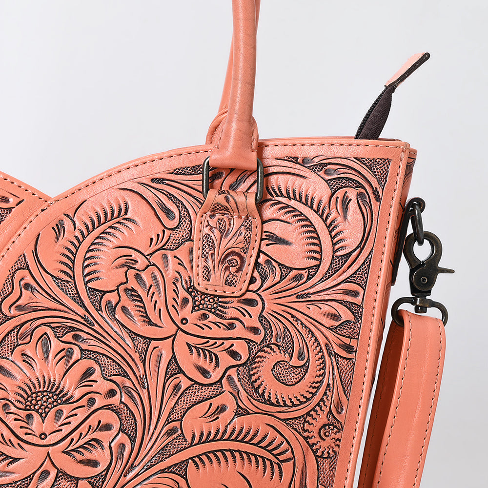 ADBG1473 American Darling Handcrafted Western Leather Tote Bag with Floral Tooled Detailing