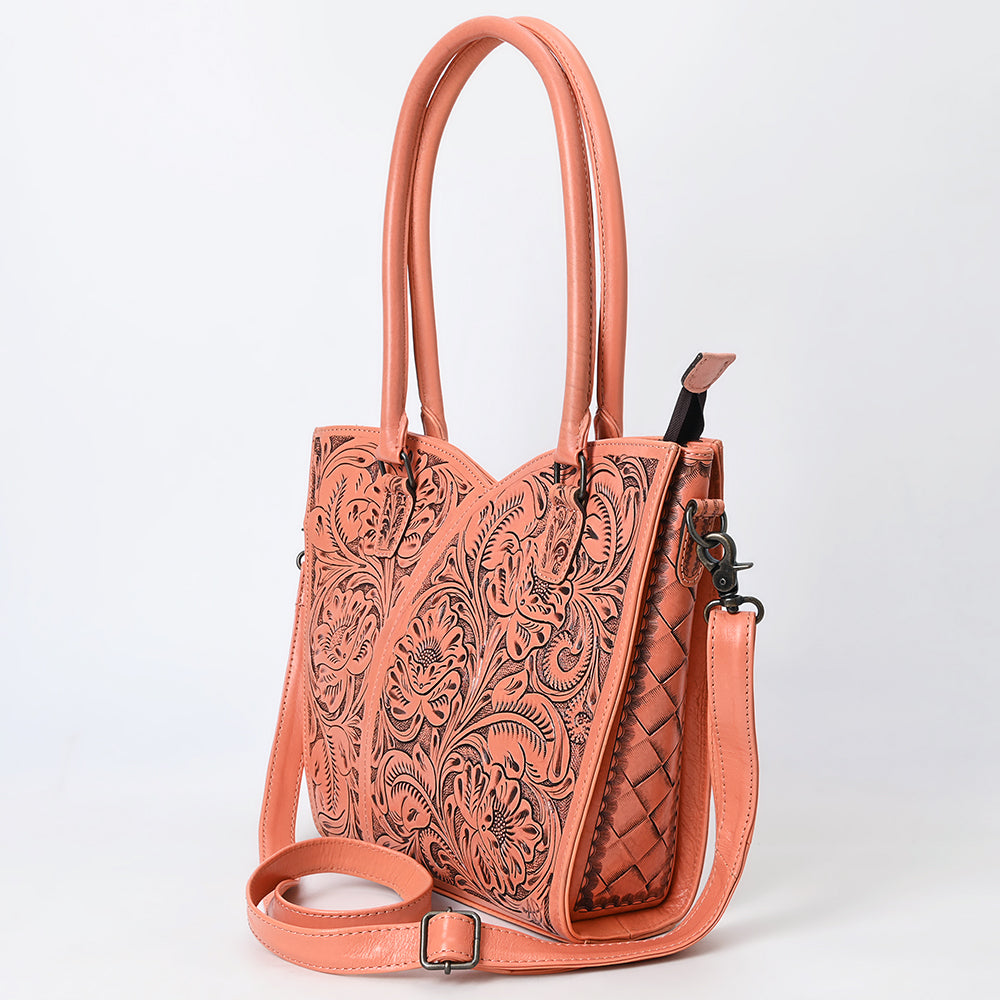ADBG1473 American Darling Handcrafted Western Leather Tote Bag with Floral Tooled Detailing