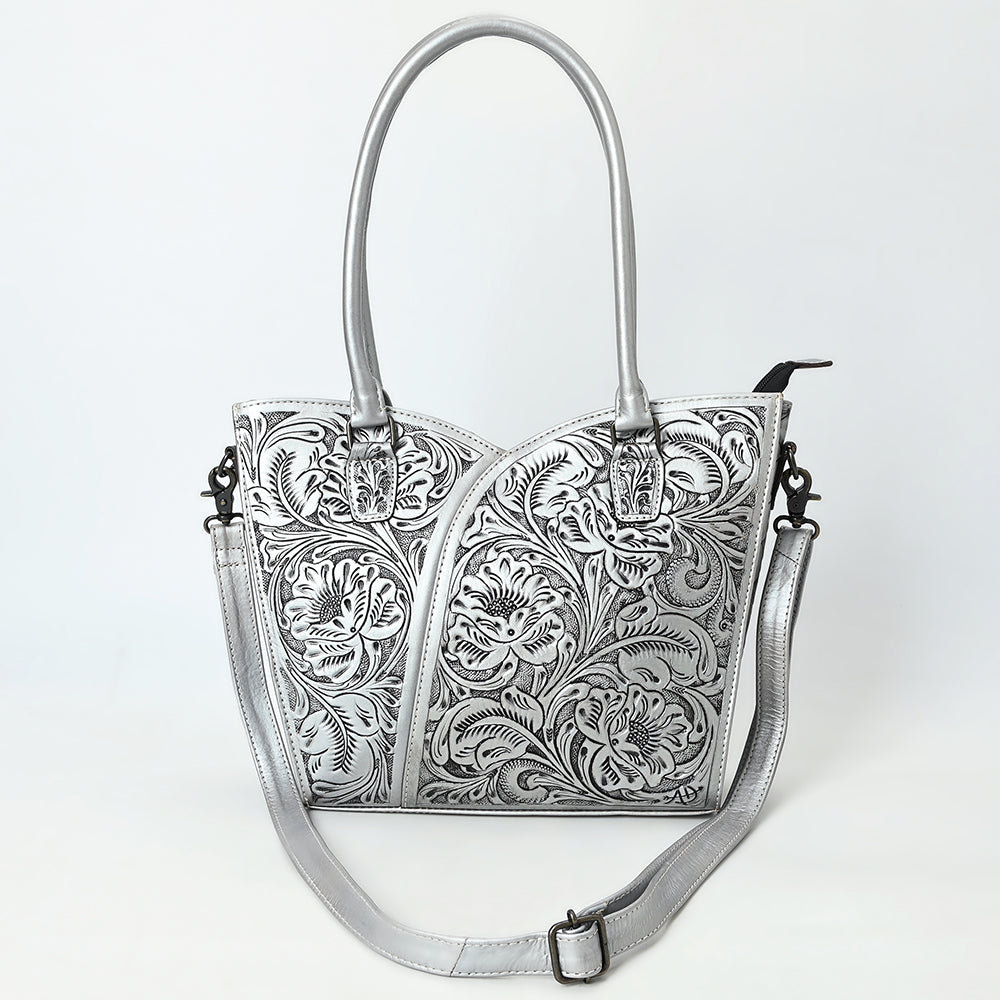 ADBG1473 American Darling Handcrafted Western Leather Tote Bag with Floral Tooled Detailing