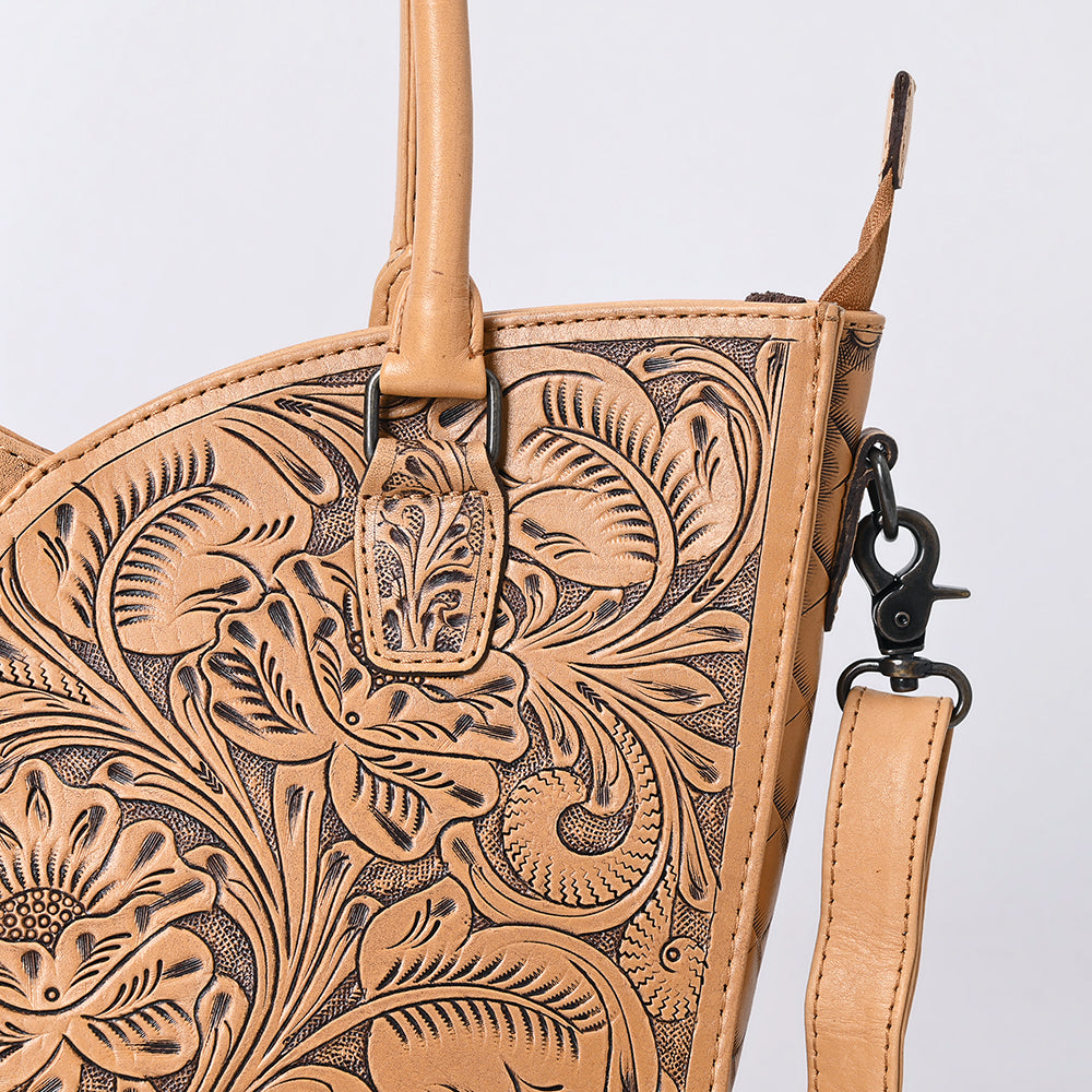 ADBG1473 American Darling Handcrafted Western Leather Tote Bag with Floral Tooled Detailing