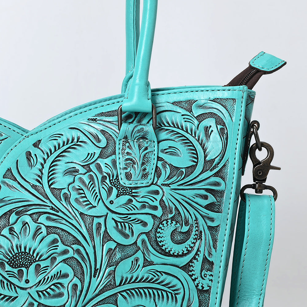 ADBG1473 American Darling Handcrafted Western Leather Tote Bag with Floral Tooled Detailing