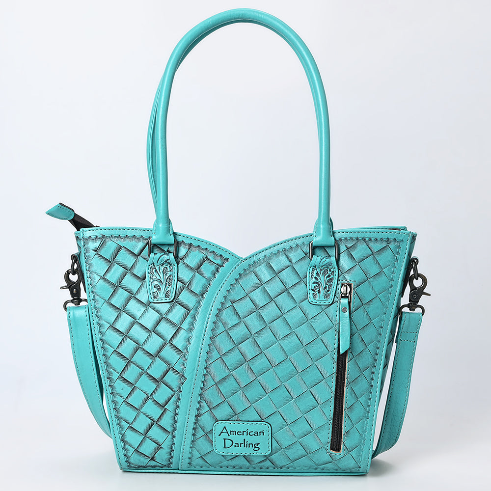 ADBG1473 American Darling Handcrafted Western Leather Tote Bag with Floral Tooled Detailing