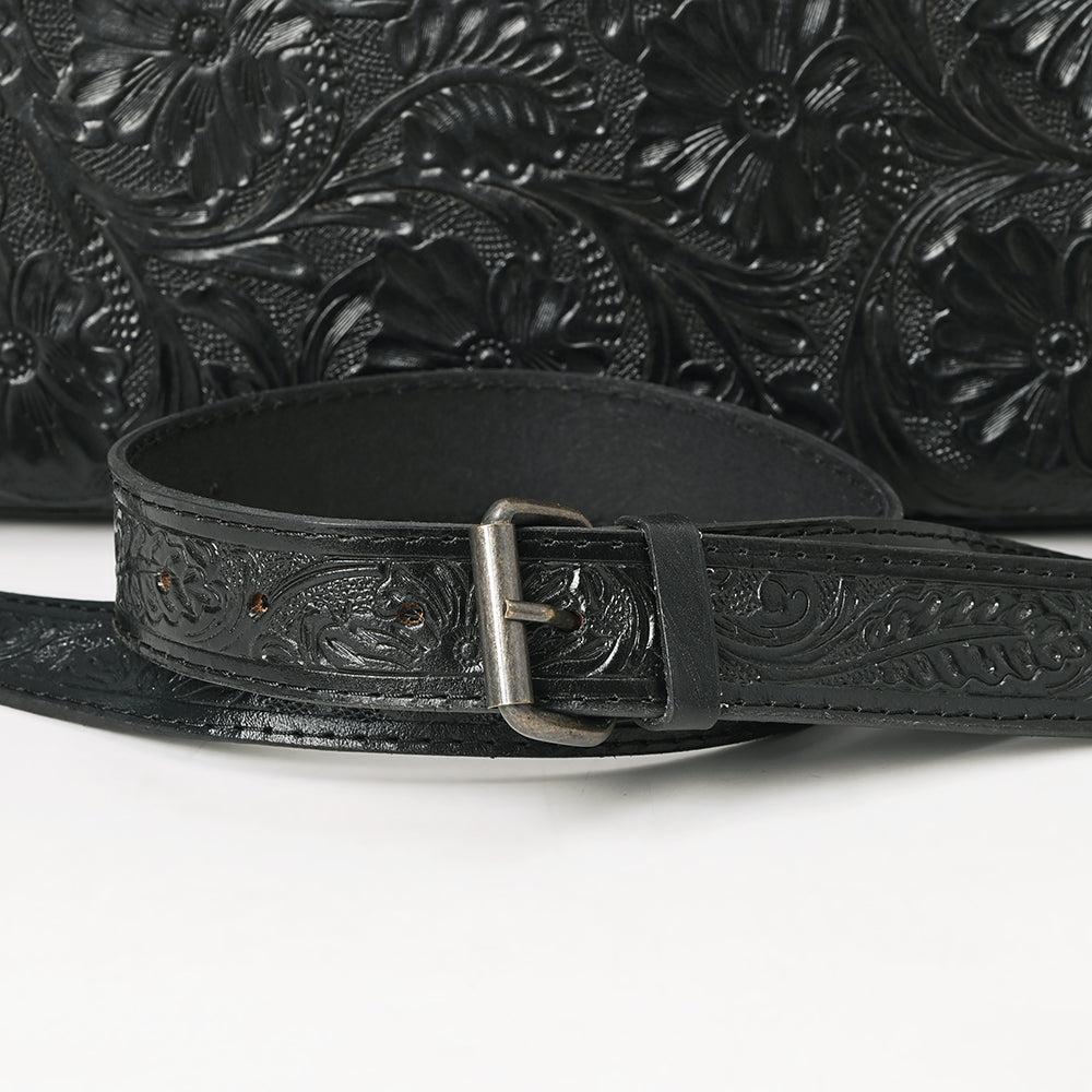 ADBG1474 American Darling Western Hand-Tooled Genuine Leather Clutch Bag with Floral Carving