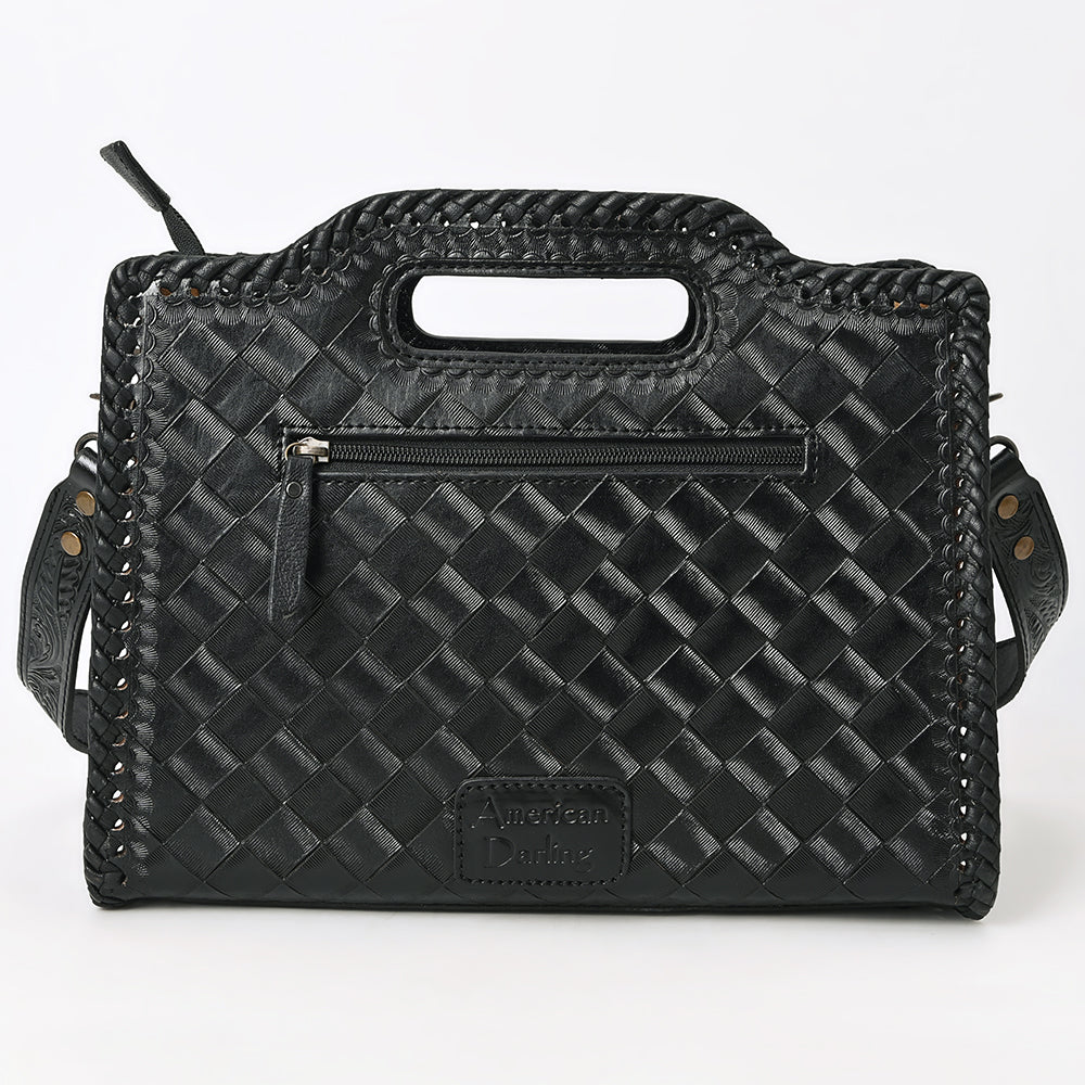 ADBG1474 American Darling Western Hand-Tooled Genuine Leather Clutch Bag with Floral Carving