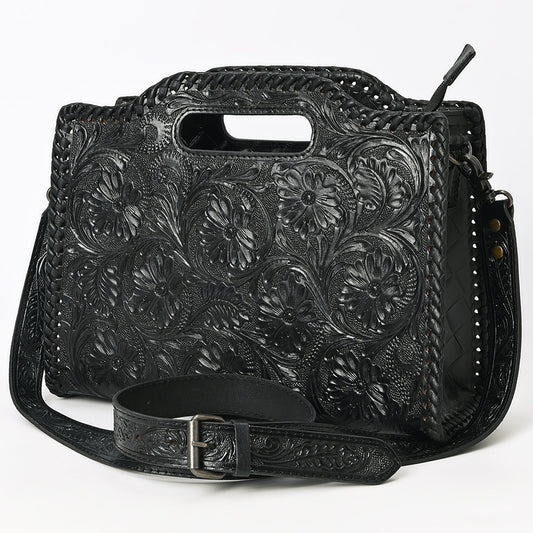 ADBG1474 American Darling Western Hand-Tooled Genuine Leather Clutch Bag with Floral Carving