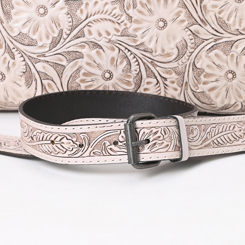 ADBG1474 American Darling Western Hand-Tooled Genuine Leather Clutch Bag with Floral Carving