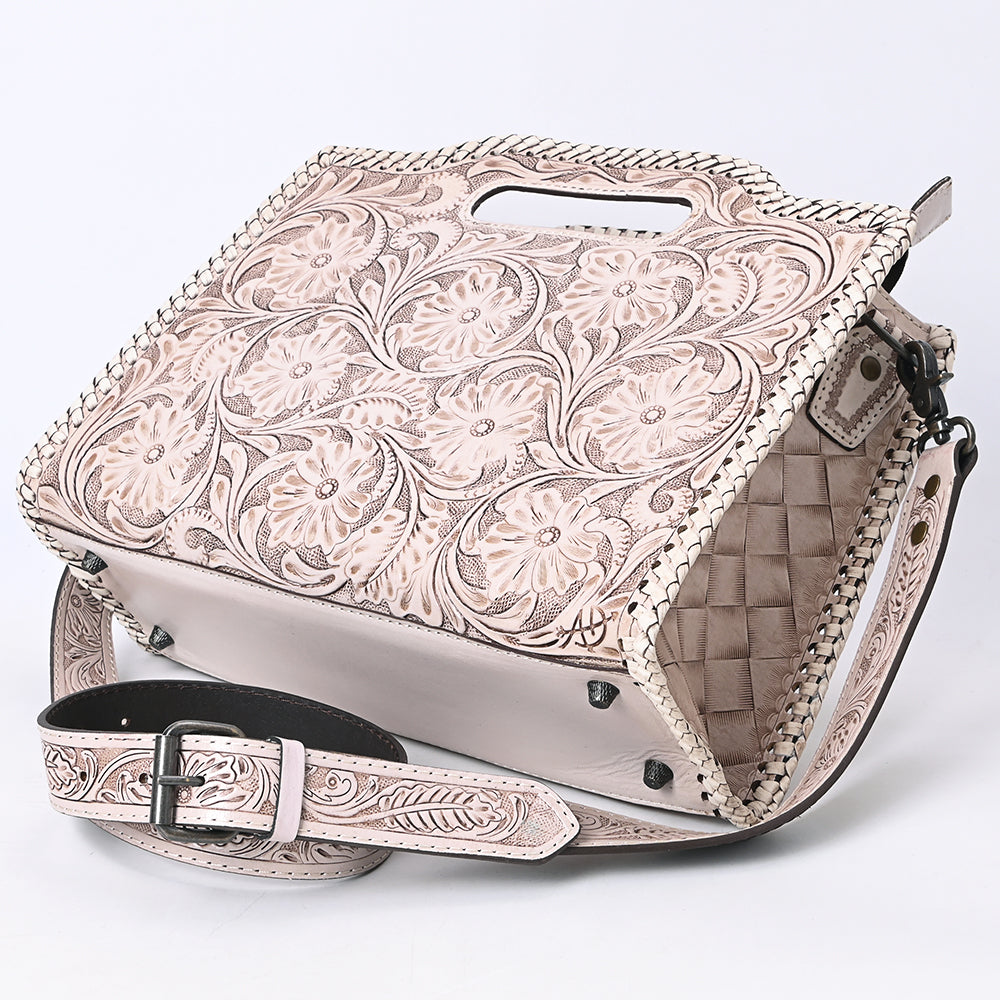 ADBG1474 American Darling Western Hand-Tooled Genuine Leather Clutch Bag with Floral Carving