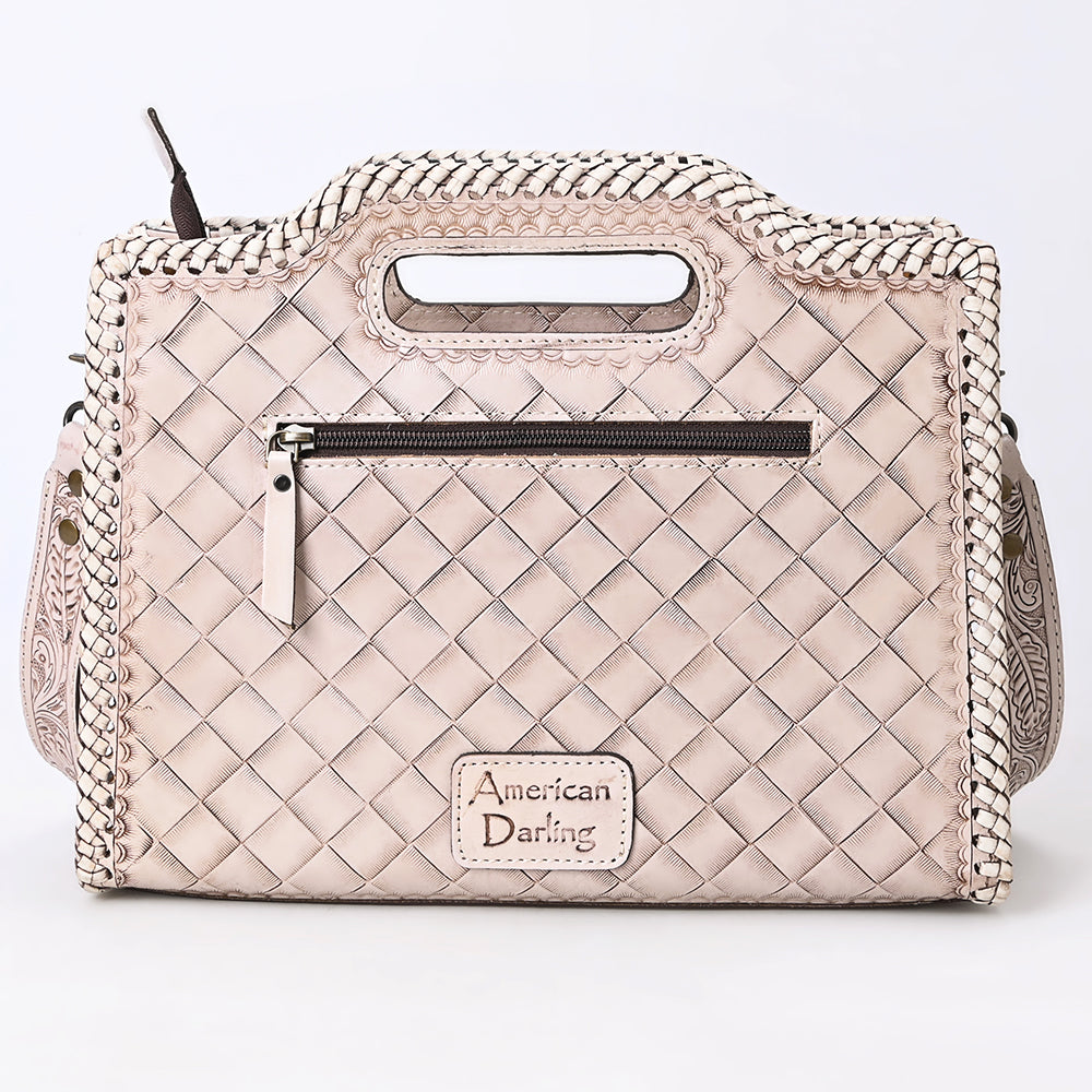 ADBG1474 American Darling Western Hand-Tooled Genuine Leather Clutch Bag with Floral Carving