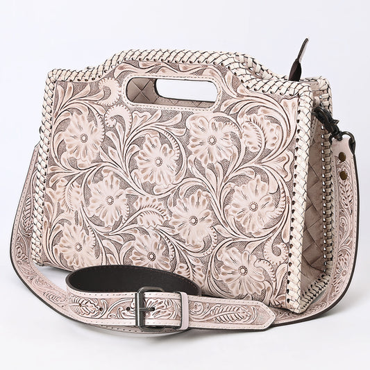 ADBG1474 American Darling Western Hand-Tooled Genuine Leather Clutch Bag with Floral Carving