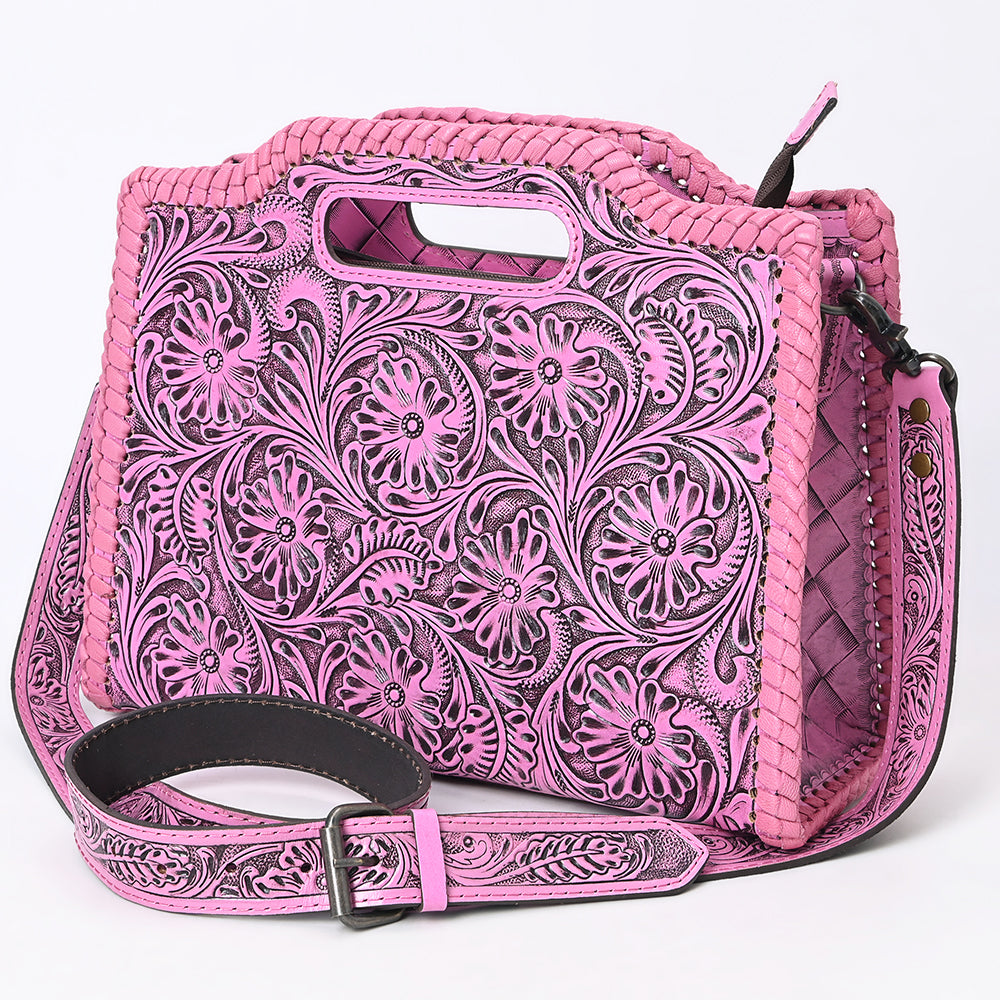 ADBG1474 American Darling Pink Western Leather Clutch Bag Hand Tooled Genuine Floral Carved Purse