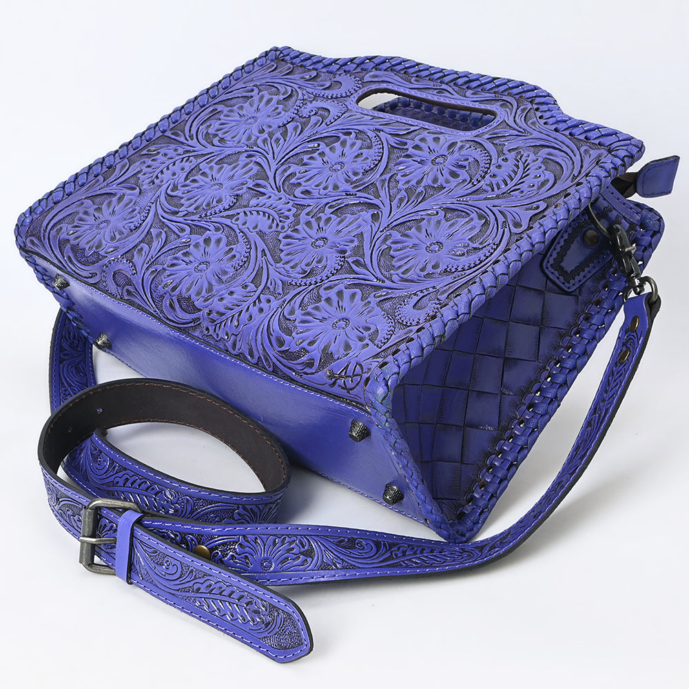 ADBG1474 American Darling Western Hand-Tooled Genuine Leather Clutch Bag with Floral Carving