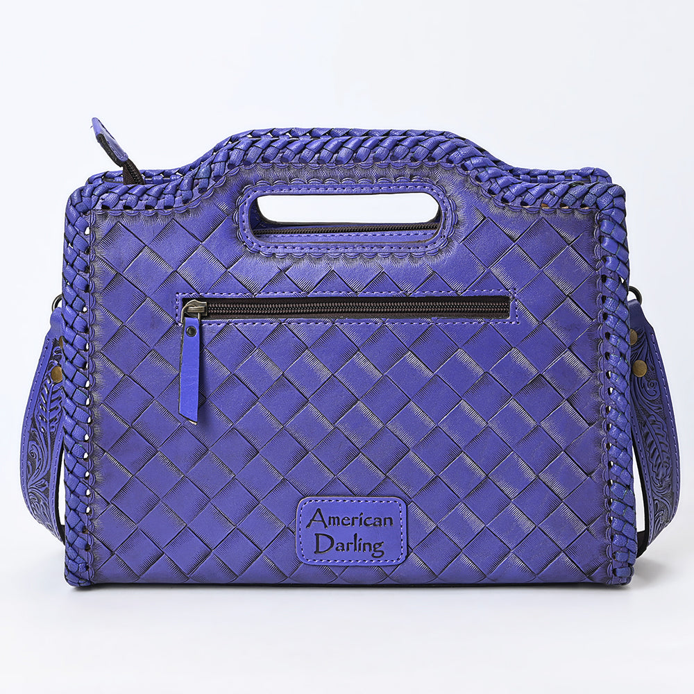 ADBG1474 American Darling Western Hand-Tooled Genuine Leather Clutch Bag with Floral Carving