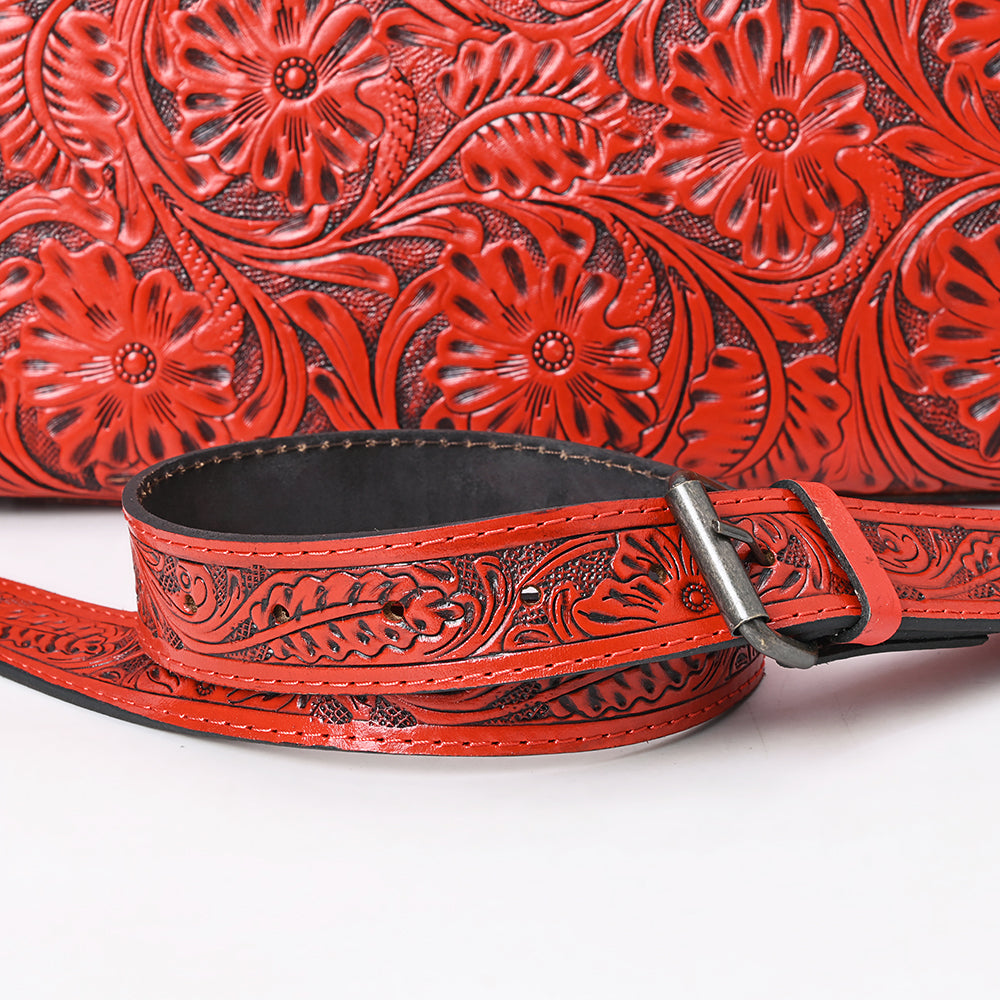 ADBG1474 American Darling Western Hand-Tooled Genuine Leather Clutch Bag with Floral Carving