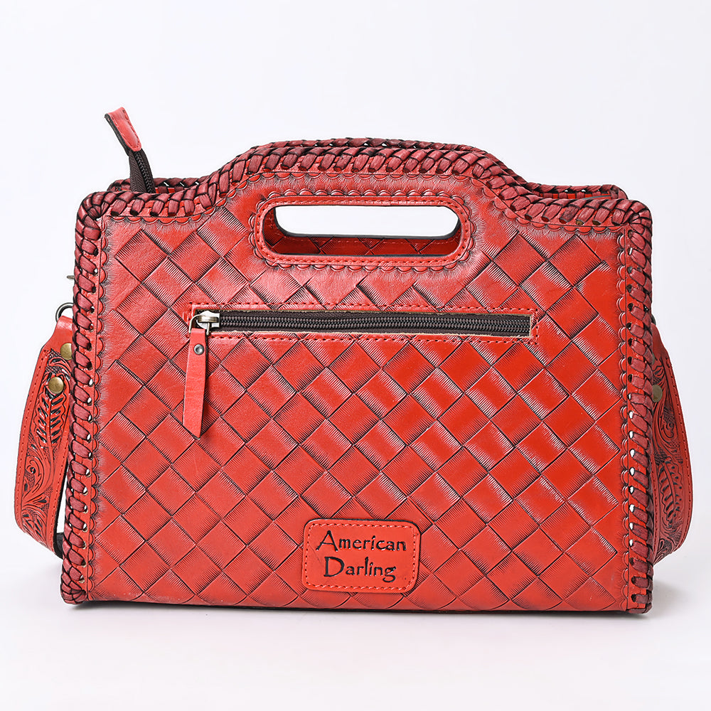 ADBG1474 American Darling Western Hand-Tooled Genuine Leather Clutch Bag with Floral Carving