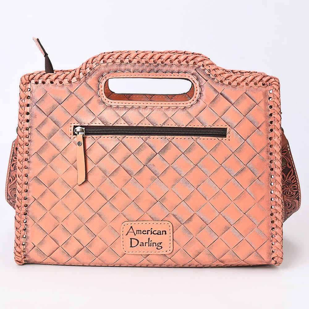 ADBG1474 American Darling Western Hand-Tooled Genuine Leather Clutch Bag with Floral Carving