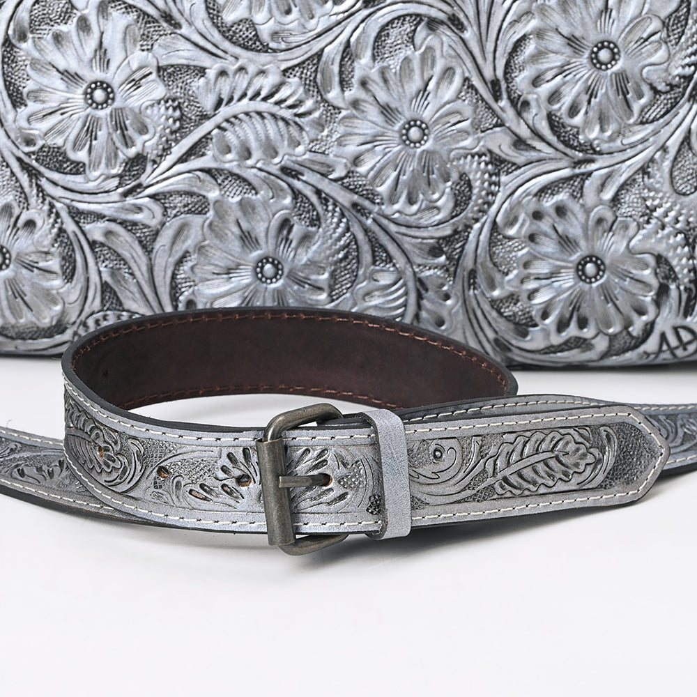 ADBG1474 American Darling Western Hand-Tooled Genuine Leather Clutch Bag with Floral Carving