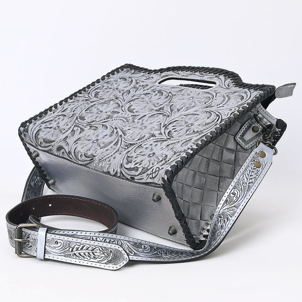 ADBG1474 American Darling Western Hand-Tooled Genuine Leather Clutch Bag with Floral Carving