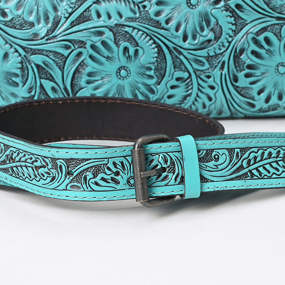 ADBG1474 American Darling Western Hand-Tooled Genuine Leather Clutch Bag with Floral Carving