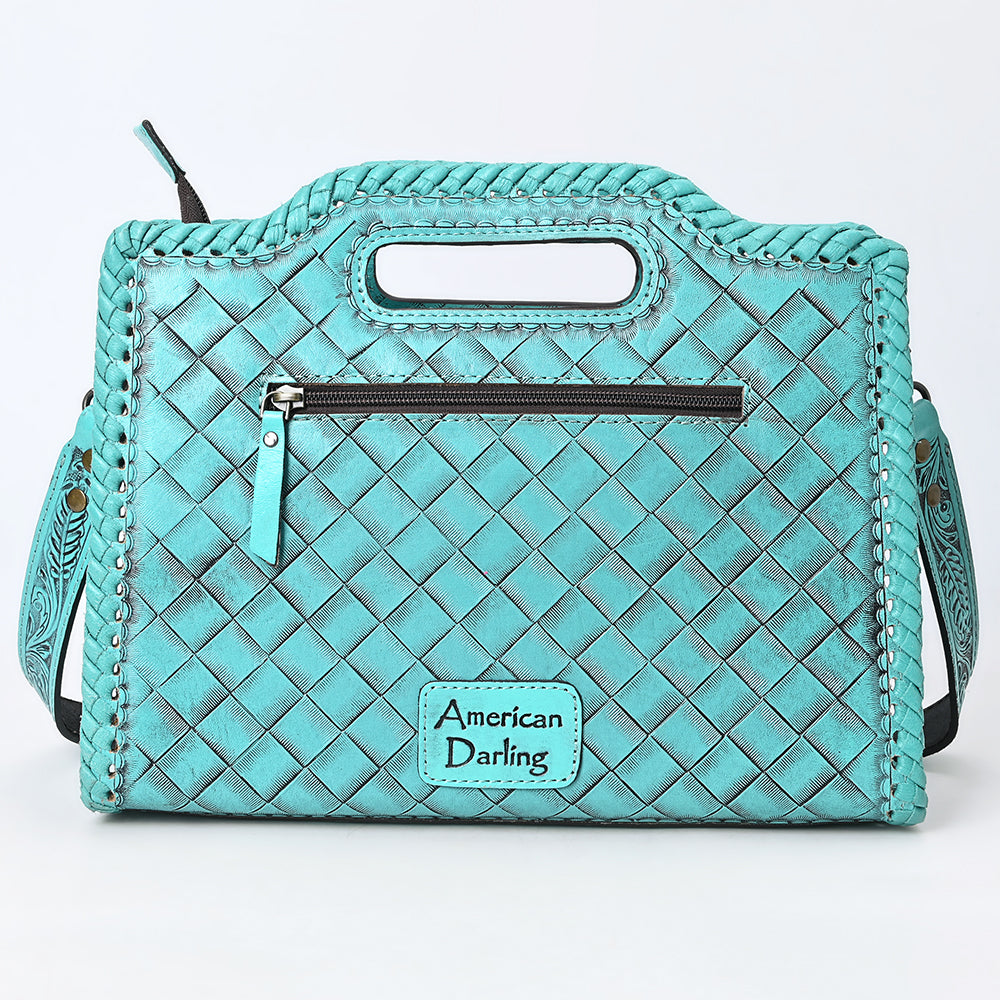 ADBG1474 American Darling Western Hand-Tooled Genuine Leather Clutch Bag with Floral Carving