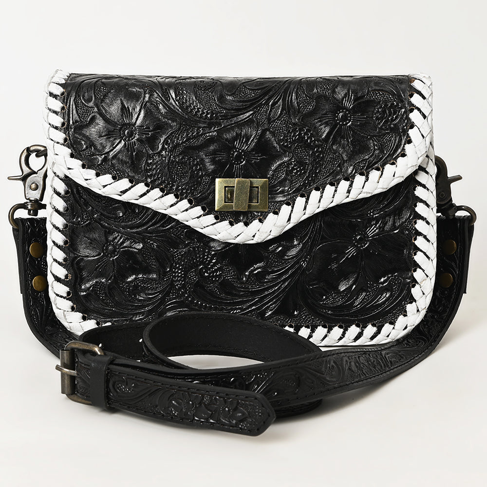 ADBG1475 American Darling Western Genuine Leather Small Cross Body Bag with Hand-Tooled Floral Design