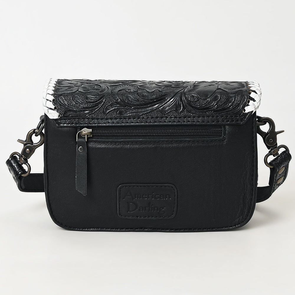 ADBG1475 American Darling Western Genuine Leather Small Cross Body Bag with Hand-Tooled Floral Design