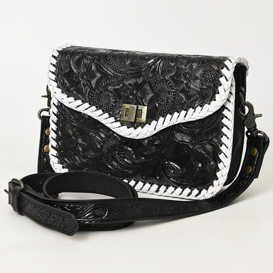 ADBG1475 American Darling Western Genuine Leather Small Cross Body Bag with Hand-Tooled Floral Design