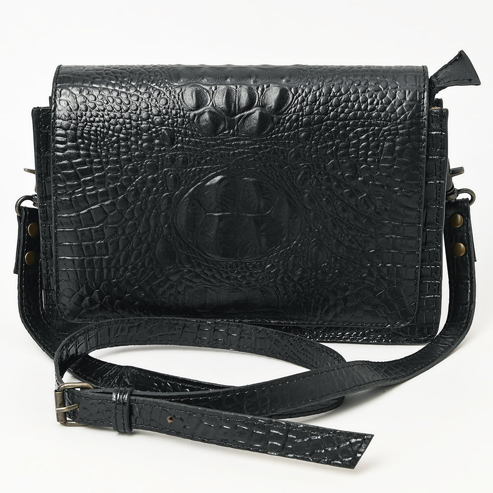 ADBG1193 American Darling Western Crossbody Bag Crocodile Embossed Genuine Leather