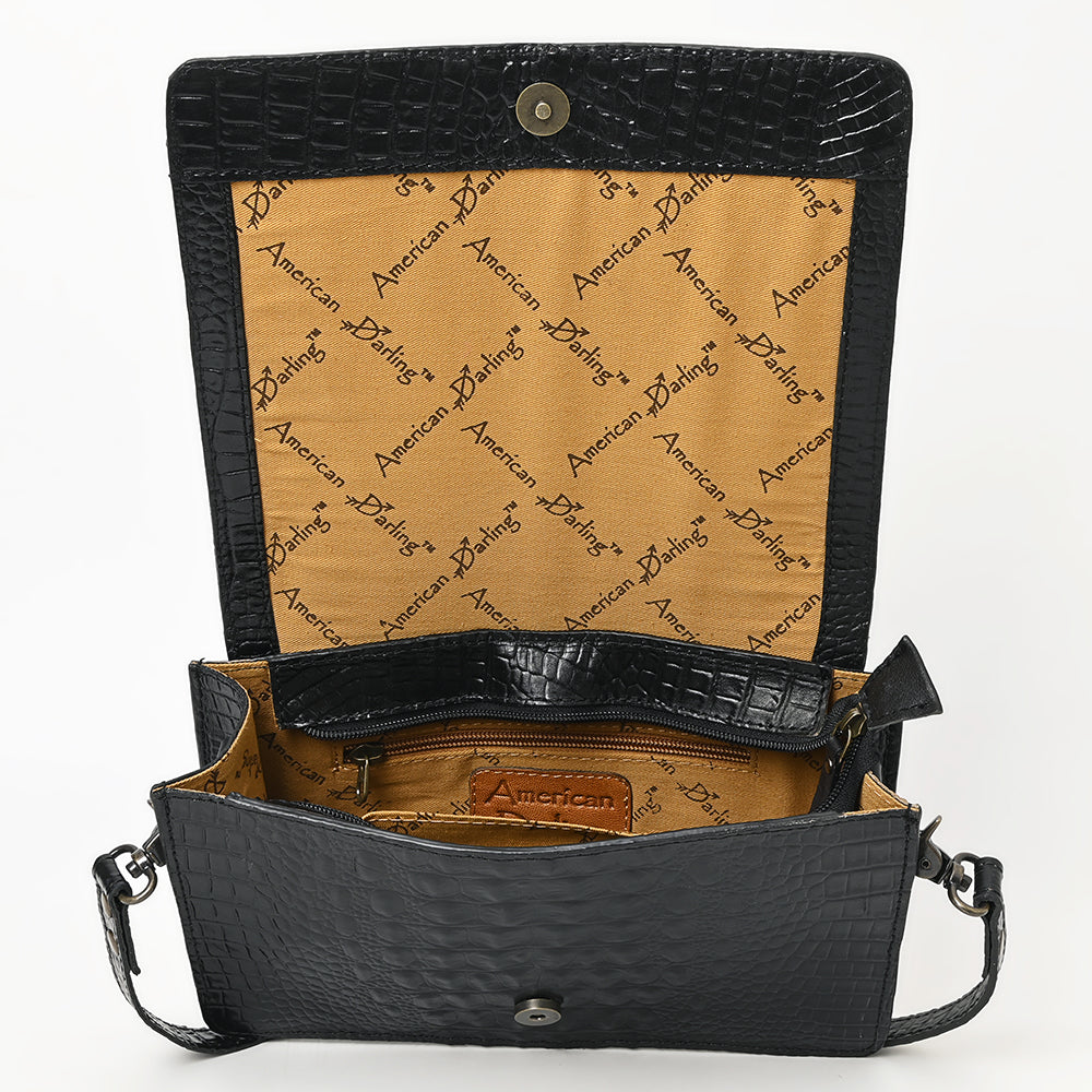 ADBG1193 American Darling Western Crossbody Bag Crocodile Embossed Genuine Leather